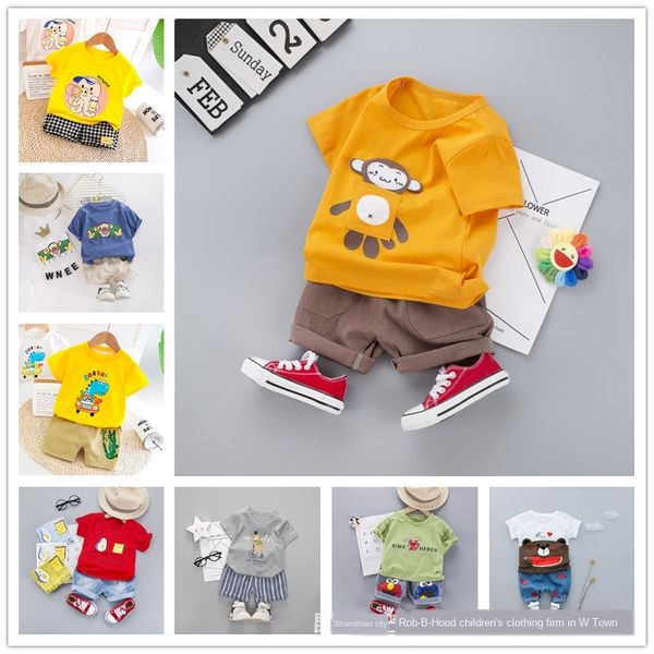 wyd4f 2020 short-sleeved casual suits for boys and girls and girls t-shirt . children's suit children's suit short-sleeved t-shirt