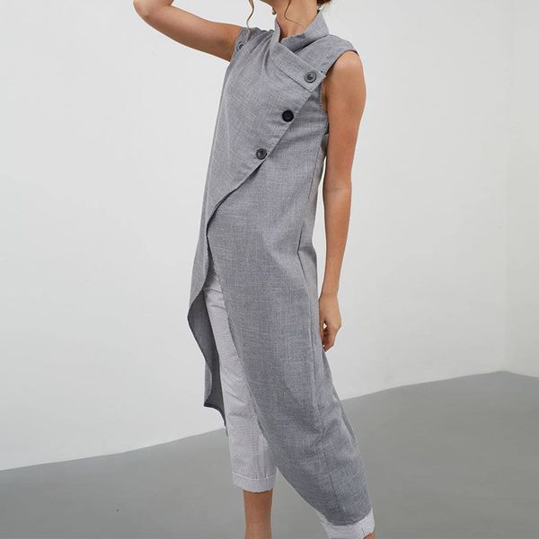 womens blouse woman women high split vintage blouse asymmetrical 2019 summer sleeveless buttons casual long shirt loose blusas, White
womens blouse woman women high split vintage blouse asymmetrical 2019 summer sleeveless buttons casual long shirt loose blusas, White