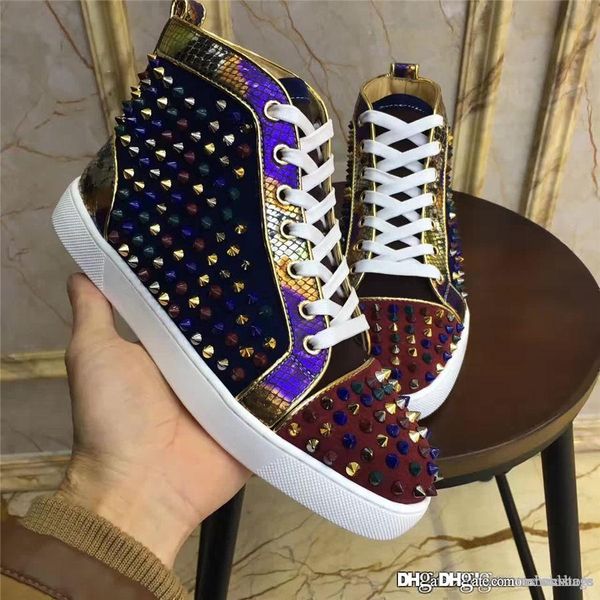 Top version Christian Multicolored New Red Bottoms Loafers Red Soles CL Studded with diamond venting Rivet Casual shoes
Top version Christian Multicolored New Red Bottoms Loafers Red Soles CL Studded with diamond venting Rivet Casual shoes