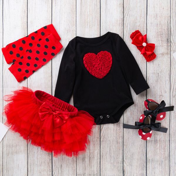 5pcs newborn kids baby girls clothes sets valentine love romper party lace tutu skirt +shoes+leg warms+headband outfit, White
5pcs newborn kids baby girls clothes sets valentine love romper party lace tutu skirt +shoes+leg warms+headband outfit, White