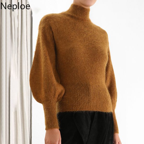 neploe stand collar lantern long sleeve knitted sweater turtleneck pullover solid casual pull femme bottom warm sueter mujer, White;black
neploe stand collar lantern long sleeve knitted sweater turtleneck pullover solid casual pull femme bottom warm sueter mujer, White;black