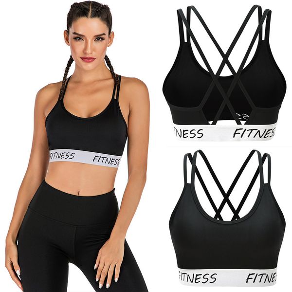 women sports bra fashion women hollow out sports vest tank letter running fitness yoga bra, White;black
women sports bra fashion women hollow out sports vest tank letter running fitness yoga bra, White;black