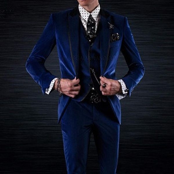 royal blue wedding tuxedos 2019 for groom three piece jacket pants vest black peaked lapel custom made party men suits, Black;gray
royal blue wedding tuxedos 2019 for groom three piece jacket pants vest black peaked lapel custom made party men suits, Black;gray