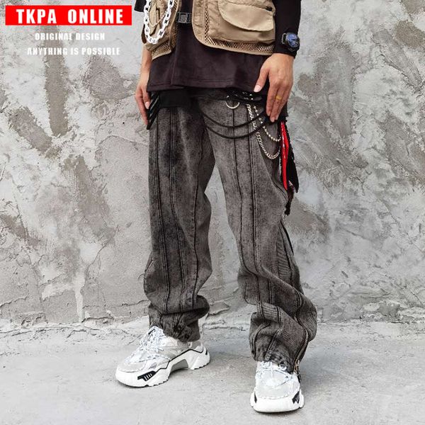 tkpa new hip hop trend brand loose zipper pants, denim pants, large men's gradual high street wash pants, Blue
tkpa new hip hop trend brand loose zipper pants, denim pants, large men's gradual high street wash pants, Blue