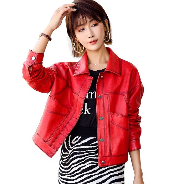 brand genuine leather jacket autumn women's short single breasted sheepskin jacket short motorcycle korean version coats, Black
brand genuine leather jacket autumn women's short single breasted sheepskin jacket short motorcycle korean version coats, Black