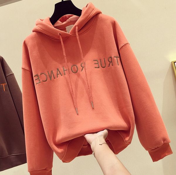 hoodies autumn and winter new ladies loose embroidery plus velvet thick sweater hooded jacket, Blue;black
hoodies autumn and winter new ladies loose embroidery plus velvet thick sweater hooded jacket, Blue;black