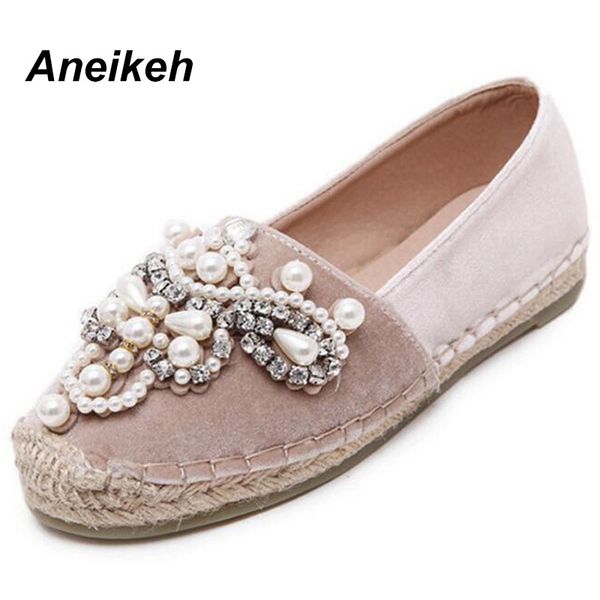 aneikeh 2018 spring autumn women loafer round toe espadrilles pearl comfortable hemp bottom women shoes slip on zapato mujer y190704, Black
aneikeh 2018 spring autumn women loafer round toe espadrilles pearl comfortable hemp bottom women shoes slip on zapato mujer y190704, Black
