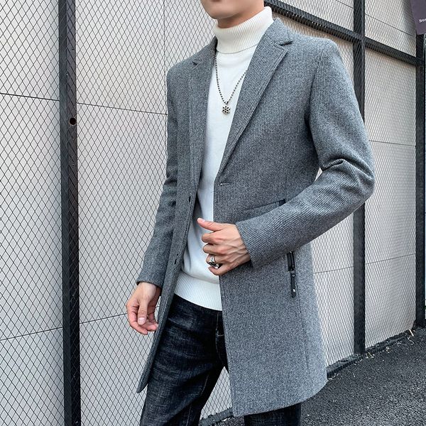 2019 autumn and winter new style men mid-length trench coat korean-style slim women's solid color casual woolen coat men's, Tan;black
2019 autumn and winter new style men mid-length trench coat korean-style slim women's solid color casual woolen coat men's, Tan;black