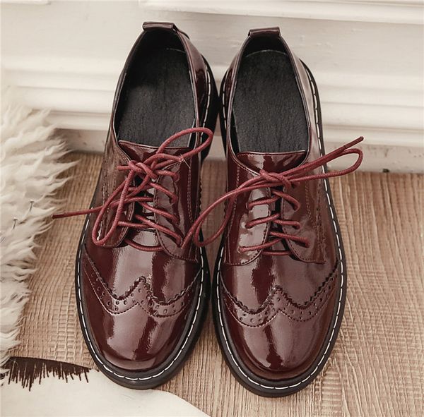 women oxfords vintage lace up flat oxfords ladies casual flats oxford shoes patent leather brogue british style big size, Black
women oxfords vintage lace up flat oxfords ladies casual flats oxford shoes patent leather brogue british style big size, Black