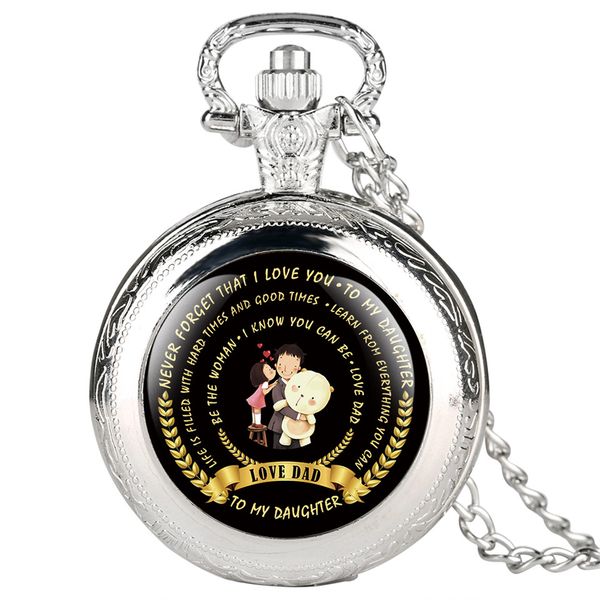 to my daughter ' quartz pocket watch necklace pendant women watches gifts from dad black/silver/gold/bronze color clock 2019, Slivery;golden
to my daughter ' quartz pocket watch necklace pendant women watches gifts from dad black/silver/gold/bronze color clock 2019, Slivery;golden