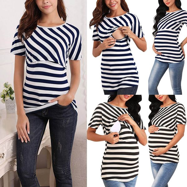 women's maternity cloth short sleeve stripe tee breastfeeding pregnant t-shirt nursing ropa mujer maternity clothing c613, White
women's maternity cloth short sleeve stripe tee breastfeeding pregnant t-shirt nursing ropa mujer maternity clothing c613, White