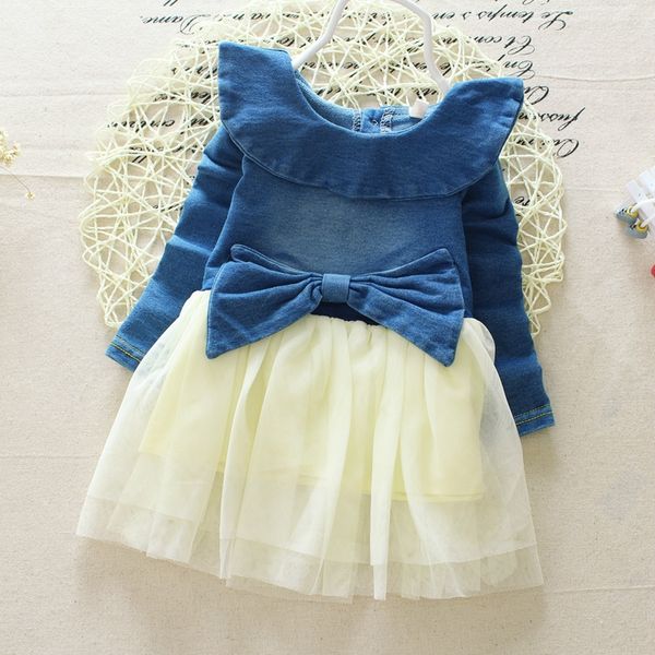 autumn spring baby girls denim jeans splicing lace bow long sleeve princess tutu dress kids party dresses, Red;yellow
autumn spring baby girls denim jeans splicing lace bow long sleeve princess tutu dress kids party dresses, Red;yellow