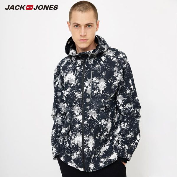 autumn men's ink print casual hood long sleeve jacket 218321512, Tan;black 
autumn men's ink print casual hood long sleeve jacket 218321512, Tan;black