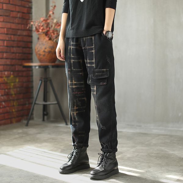 winter jeans retro women loose fleece warm casual trousers 2019 new elastic waist pocket washed all-match denim pants, Blue
winter jeans retro women loose fleece warm casual trousers 2019 new elastic waist pocket washed all-match denim pants, Blue