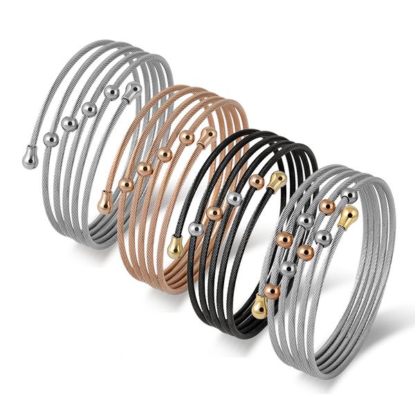 simple bead multi-layer twist cable wire bangles & bracelets for women jewelry stainless steel charm cuff bracelet silver black
simple bead multi-layer twist cable wire bangles & bracelets for women jewelry stainless steel charm cuff bracelet silver black