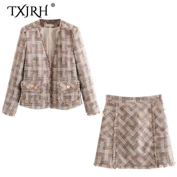 txjrh 2019 sweet korea oblique check gingham plaid jacket cardigan tassel burr hem blazers mini a-line skirt 2 pieces sets, White;black
txjrh 2019 sweet korea oblique check gingham plaid jacket cardigan tassel burr hem blazers mini a-line skirt 2 pieces sets, White;black