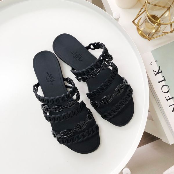 selling fashion platform women's shoes wild vintage luxury 2020 new chain beach sandals flat women's shoes fashion slippers 02, Black 
selling fashion platform women's shoes wild vintage luxury 2020 new chain beach sandals flat women's shoes fashion slippers 02, Black