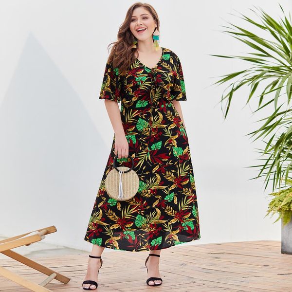 2019 european and american brief pregnant long v-neck women short-sleeved ptinting split high-waist slits and large dresses, White
2019 european and american brief pregnant long v-neck women short-sleeved ptinting split high-waist slits and large dresses, White
