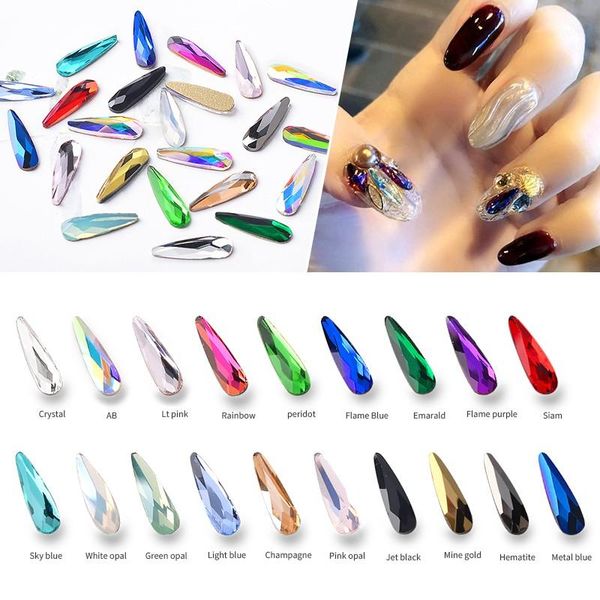 

crystal shiny nail art rhinestones ab colorful waterdrop 3d flatback diamonds jewelry charm nail art decorations 10pcs 0601, Silver;gold