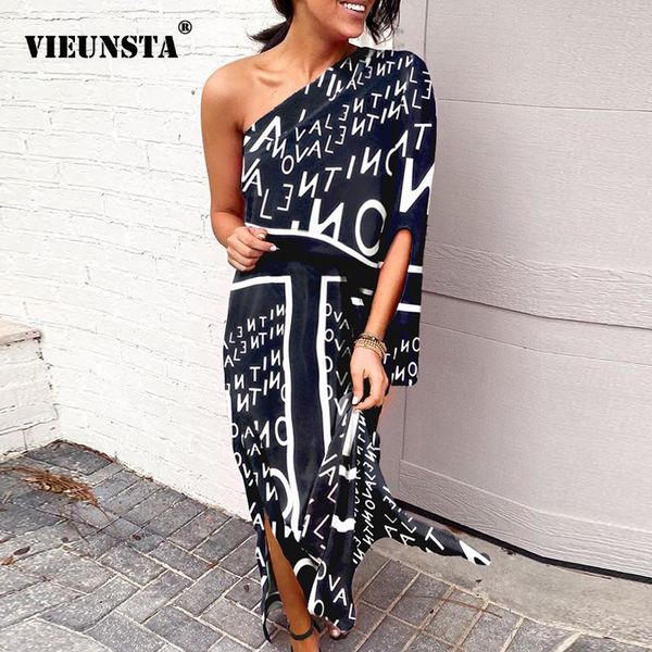 one shoulder elegant side split dress 2020 summer letter print long sleeves dress women vintage spring party vestidos, Black;gray
one shoulder elegant side split dress 2020 summer letter print long sleeves dress women vintage spring party vestidos, Black;gray