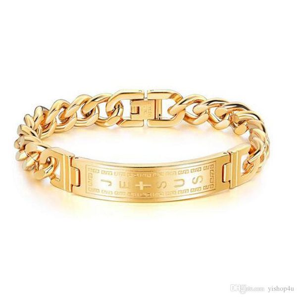 11mm men 18k gold plating id cuban bracelets 316l stainless steel jesus cross pattern men women hip hop bracelet jewelry gift, Black
11mm men 18k gold plating id cuban bracelets 316l stainless steel jesus cross pattern men women hip hop bracelet jewelry gift, Black