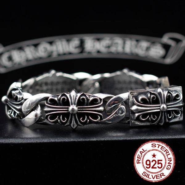 s925 sterling silver men's bracelet personality classic punk style hip hop domineering cross jewelry modeling send lover's gift 20, Black
s925 sterling silver men's bracelet personality classic punk style hip hop domineering cross jewelry modeling send lover's gift 20, Black