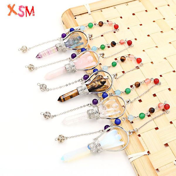 xsm natural stone crystal hexagonal pendulum angel pendant spiritual reiki healing pendants 7 chakra chain charms jewelry 1 pcs, Silver
xsm natural stone crystal hexagonal pendulum angel pendant spiritual reiki healing pendants 7 chakra chain charms jewelry 1 pcs, Silver
