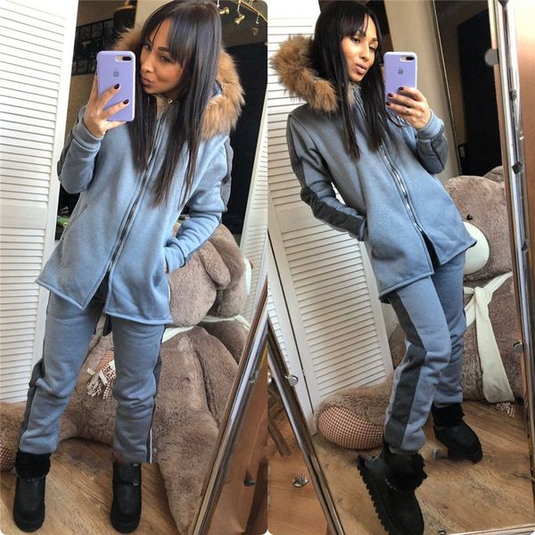 autumn winter women hooded tracksuits fur collar designer 2pcs sports suits fashion casual womens clothing streetwear, Gray
autumn winter women hooded tracksuits fur collar designer 2pcs sports suits fashion casual womens clothing streetwear, Gray