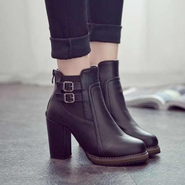 winter new european and british retro thick with belt buckle boots high heel elastic women's boots large size, Black
winter new european and british retro thick with belt buckle boots high heel elastic women's boots large size, Black