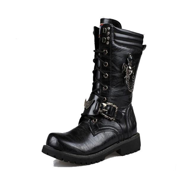Men's Leather Motorcycle Boots Mid-calf Military Combat Boots Gothic Belt Punk Boots Men Shoes Tactical Army Boot
Men's Leather Motorcycle Boots Mid-calf Military Combat Boots Gothic Belt Punk Boots Men Shoes Tactical Army Boot