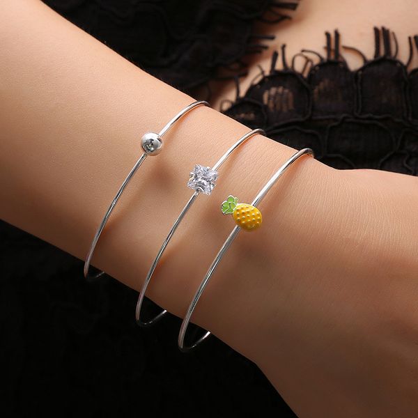 new 3pcs set twist open bangle & bracelet sliver color pineapple bagnles for women jewelry wholesale q15, Black
new 3pcs set twist open bangle & bracelet sliver color pineapple bagnles for women jewelry wholesale q15, Black