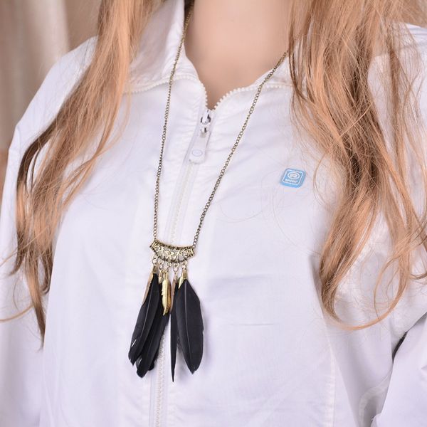 bohemian ethnic indian style feather pendant necklace vintage chain necklace fashion women jewelry n572, Silver
bohemian ethnic indian style feather pendant necklace vintage chain necklace fashion women jewelry n572, Silver