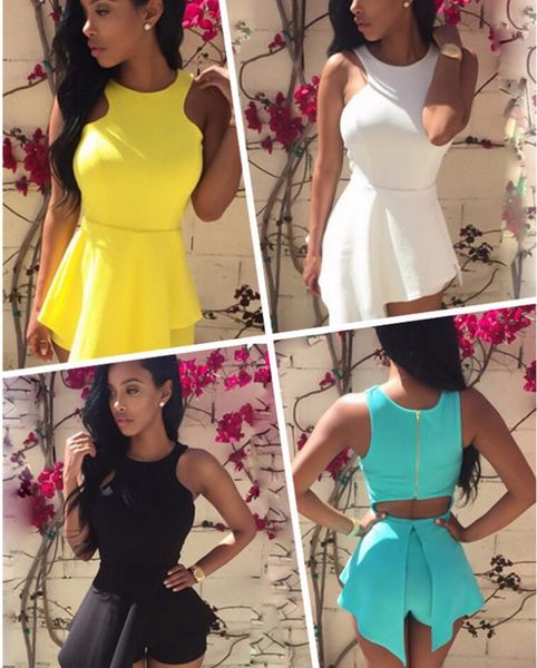 fashion womens ladies stylish solid color sleeveless halter neck summer jumpsuit playsuit short ruffle rompers party wear, Black;white
fashion womens ladies stylish solid color sleeveless halter neck summer jumpsuit playsuit short ruffle rompers party wear, Black;white