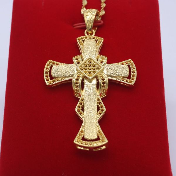 big cross pendant for women men 18k yellow gold filled frosted fashion pendant chain gift, Silver
big cross pendant for women men 18k yellow gold filled frosted fashion pendant chain gift, Silver