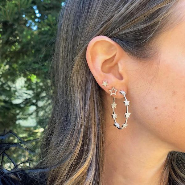 gorgeous stunning trendy women jewelry micro pave cz star with star hoop earring fashion 2019 christmas gift, Golden;silver
gorgeous stunning trendy women jewelry micro pave cz star with star hoop earring fashion 2019 christmas gift, Golden;silver