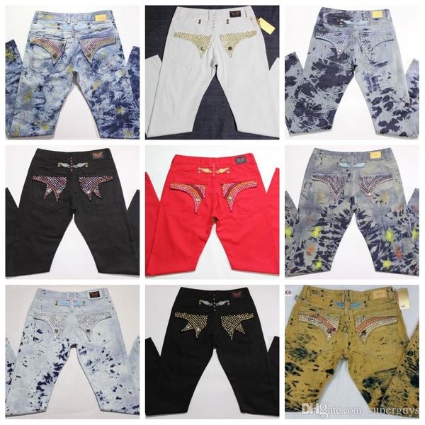 mens fashion brand jeans crystal studs denim pants designer washed distressed classic biker straight trousers js34, Blue
mens fashion brand jeans crystal studs denim pants designer washed distressed classic biker straight trousers js34, Blue