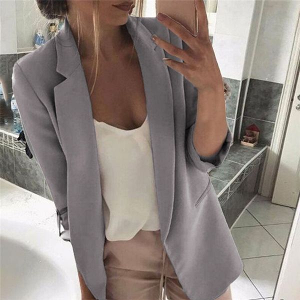 women long sleeve blazer feminino open front short cardigan suit pockets jacket work office coat outerwear 3y16, White;black
women long sleeve blazer feminino open front short cardigan suit pockets jacket work office coat outerwear 3y16, White;black