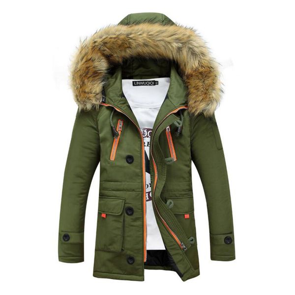 2019 new winter men's coat cotton warm thick zipper large fur collar hooded javket couple youth jacket coat, Tan;black
2019 new winter men's coat cotton warm thick zipper large fur collar hooded javket couple youth jacket coat, Tan;black