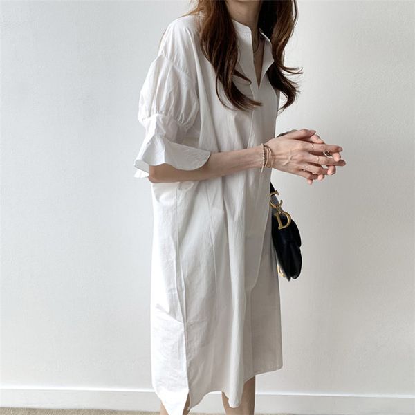 women irregular loose brief solid women straight 2020 new arrival split flare sleeves gentle feminine casual dresses, White;black
women irregular loose brief solid women straight 2020 new arrival split flare sleeves gentle feminine casual dresses, White;black