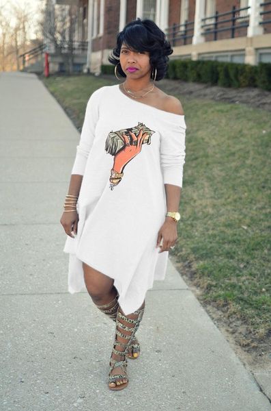 свободные платья одно плечо половина рукава сексуальное платье причинно плюс размер женская одежда лето 3d печать, Black;gray