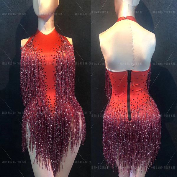 tassel red costumes club bar one-piece shorts ballet dress stage performance, Black;red
tassel red costumes club bar one-piece shorts ballet dress stage performance, Black;red