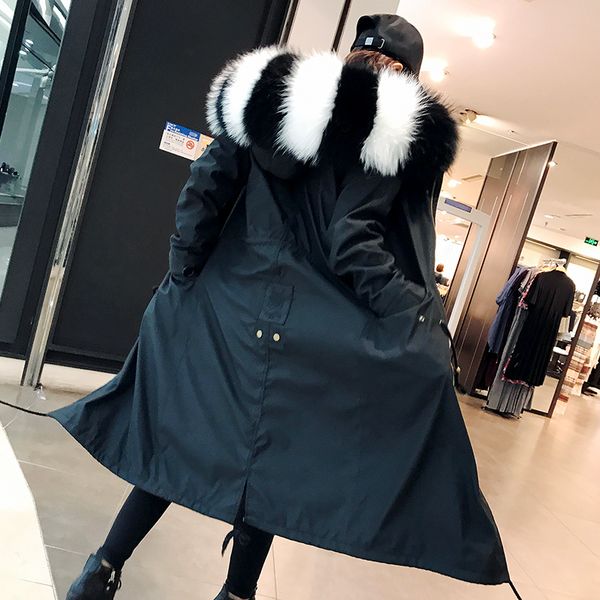 real fur liner parkas coats women zipper hooded x-long winter fur jackets outerwear with natural raccoon dog collar, Black
real fur liner parkas coats women zipper hooded x-long winter fur jackets outerwear with natural raccoon dog collar, Black