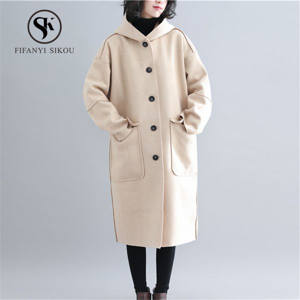 winter women long coat hooded wool coat single breasted wool blends coats women fashion casual thick warm outerwear femme casaco, Black
winter women long coat hooded wool coat single breasted wool blends coats women fashion casual thick warm outerwear femme casaco, Black