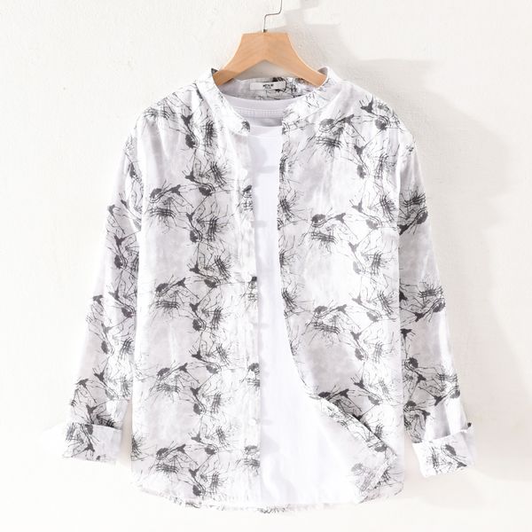 men's casual shirts long-sleeved stand collar summer white pure linen shirt for men causal italy style mens brand comfortable male, White;black
men's casual shirts long-sleeved stand collar summer white pure linen shirt for men causal italy style mens brand comfortable male, White;black