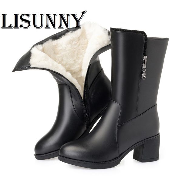2020 women winter long boots large size 35-42 new genuine leather thick wool women's snow boots warm mother cotton, Black 
2020 women winter long boots large size 35-42 new genuine leather thick wool women's snow boots warm mother cotton, Black