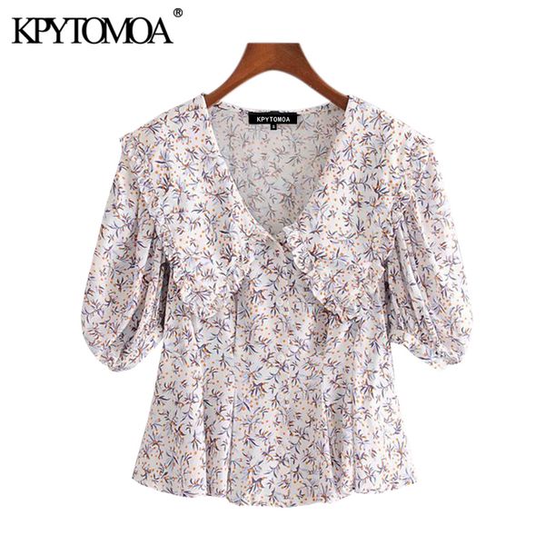 kpytomoa women 2020 sweet fashion floral print ruffled blouses vintage lapel collar short sleeve female shirts blusas chic, White
kpytomoa women 2020 sweet fashion floral print ruffled blouses vintage lapel collar short sleeve female shirts blusas chic, White