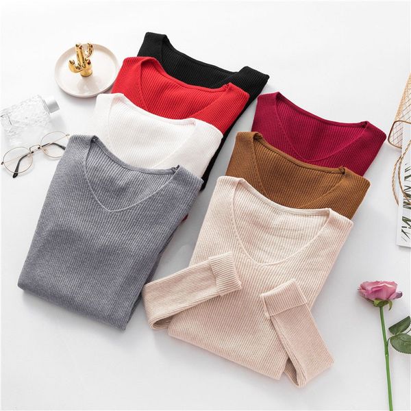 women long sleeve sweater autumn winter knitted sweater v-neck shirt pullovers, White;black
women long sleeve sweater autumn winter knitted sweater v-neck shirt pullovers, White;black