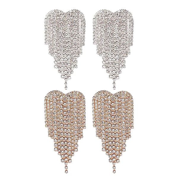 2 pair rhinestone tassel earrings, crystal earrings, large heart shape sparkling dangle earrings for women silver & gold, Golden;silver
2 pair rhinestone tassel earrings, crystal earrings, large heart shape sparkling dangle earrings for women silver & gold, Golden;silver