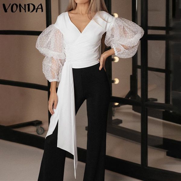 women's blouses & shirts plus size summer blouse vonda v neck puff sleeve solid irregular ladies office vintage polka dot print, White
women's blouses & shirts plus size summer blouse vonda v neck puff sleeve solid irregular ladies office vintage polka dot print, White