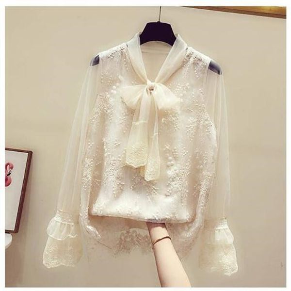 new spring women's lace blouse tulle long sleeve lace up shirt lady casual lace shirt c5204, White
new spring women's lace blouse tulle long sleeve lace up shirt lady casual lace shirt c5204, White